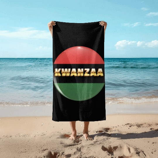 Embracing Kwanzaa: Red, Green, and Black Pride. Beach Towels