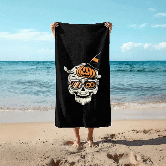 Skull Candy Punppkin Halloween Beach Towels