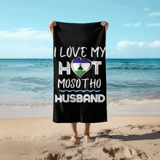 Funny Mosotho Husband Proud Wife Beach Towels