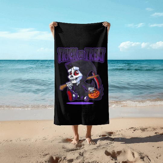 Halloween Trick or Treat Grim Reaper Beach Towels