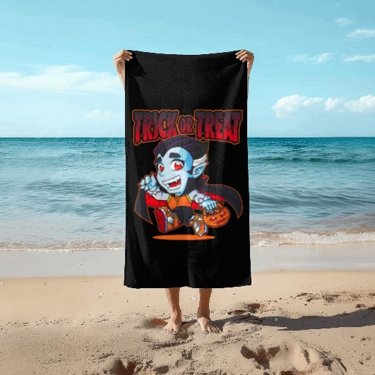Halloween Trick or Treat Vampire Beach Towels
