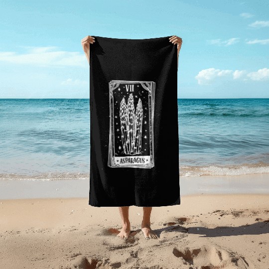 Asparagus Tarot Card - White Ink Beach Towels