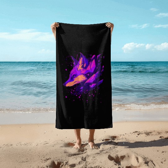 Vibrant Fantasy Fox Beach Towels