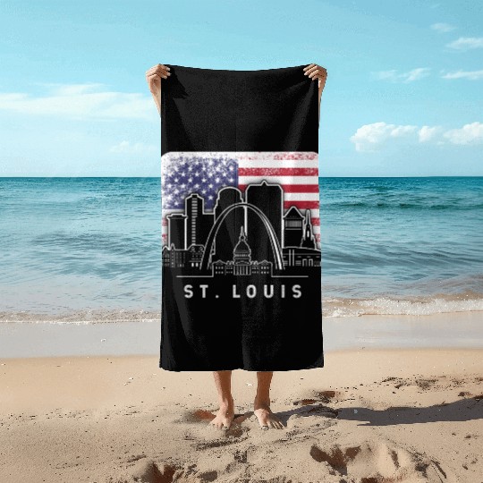 St. Louis Missouri American Flag Vintage Beach Towels