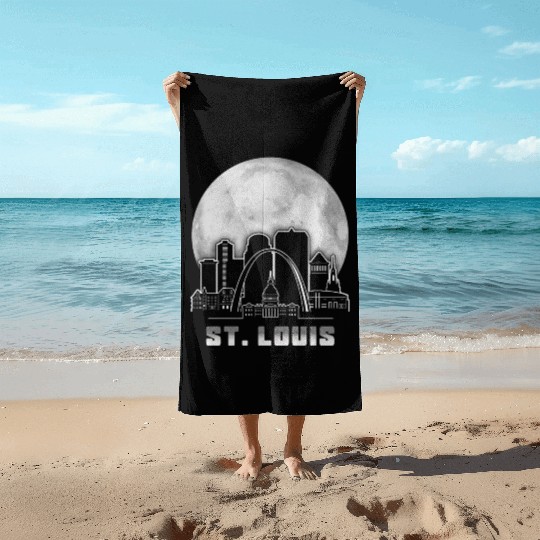 St. Louis Missouri Full Moon Beach Towels