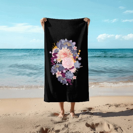 Composition of water lilies, hydrangeas & succulen Beach Towels