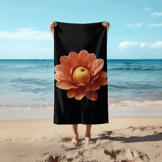 Cute Flower Design Orange Floral Beach Towels