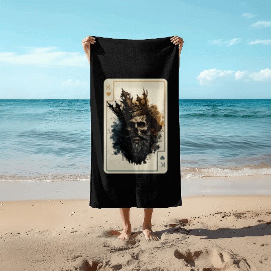 King of Hearts Creepy Card Game Poker Beach Towels