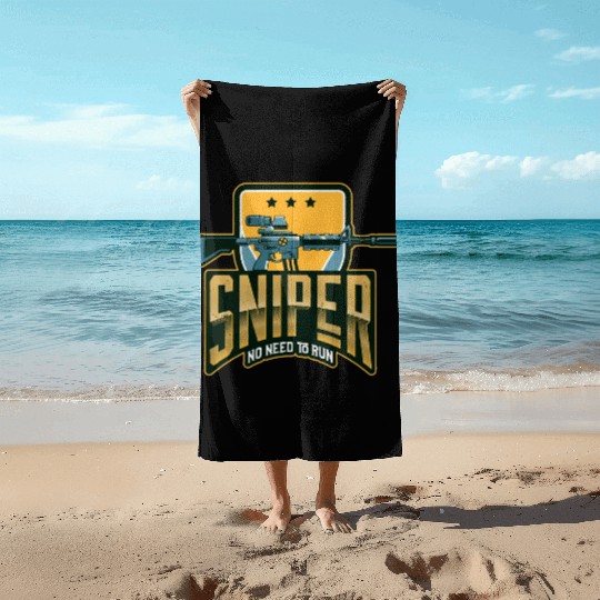Sniper no need to run -Unisex Premium Beach Towels