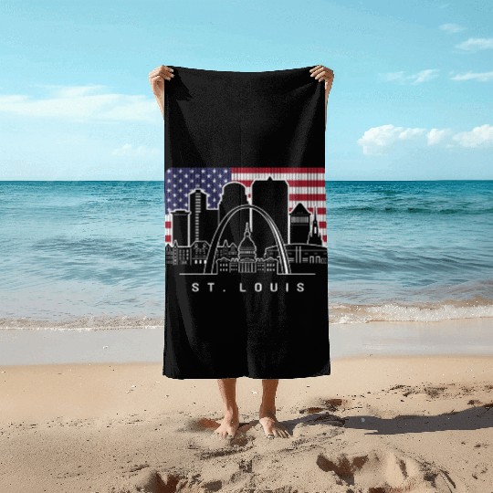 St. Louis Missouri American Flag Beach Towels
