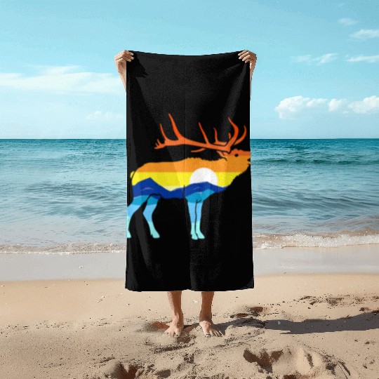 Camping Hiking Retro Mountains Outdoors Camp Elk Beach Towels