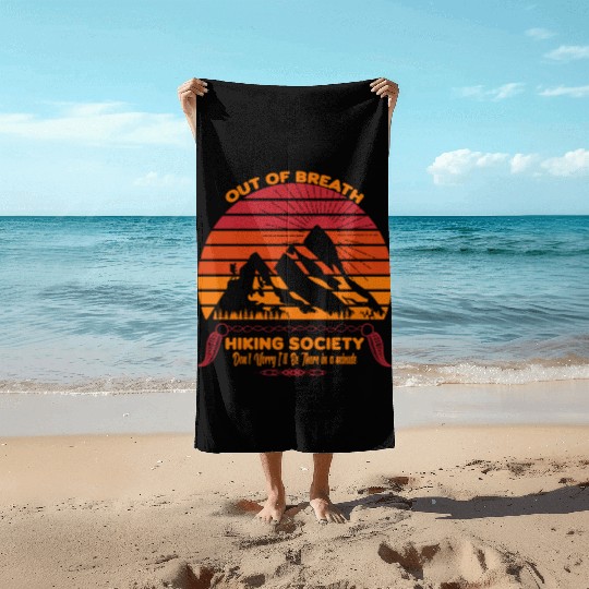 Out of Breath Hiking Society Beach Towels