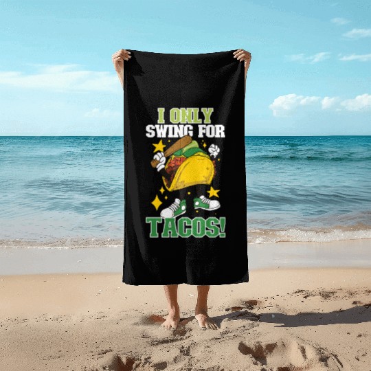Taco Mexican Food Baseball Card Baseball Player Beach Towels