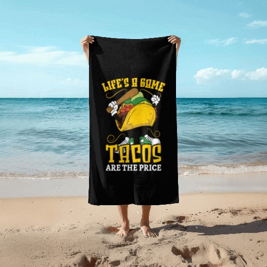 Taco Mexican Food Baseball Card Baseball Player Beach Towels