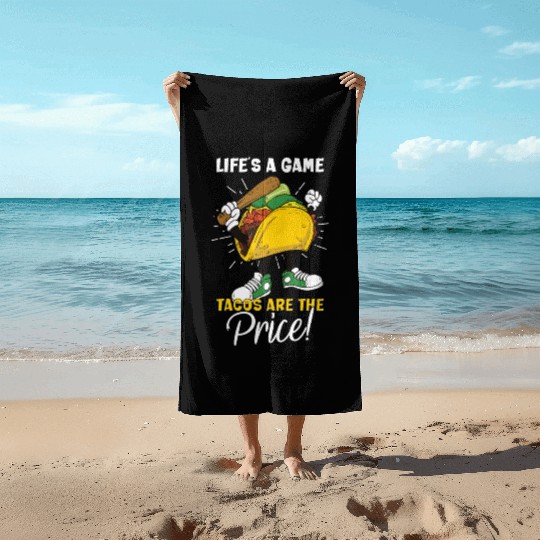 Taco Mexican Food Baseball Card Baseball Player Beach Towels