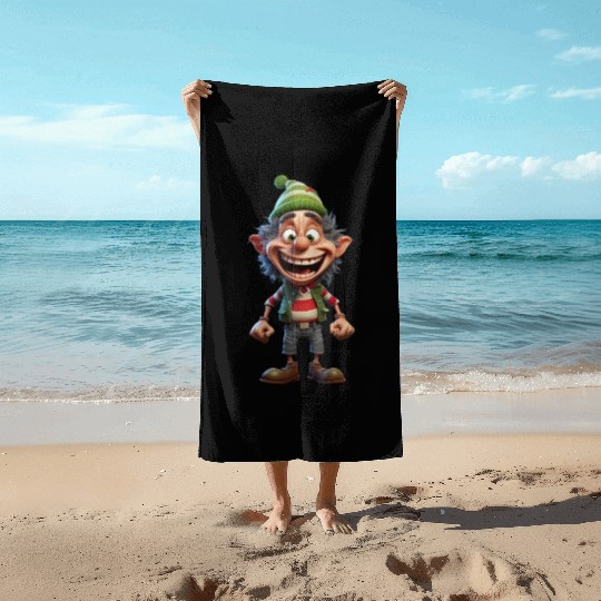 Joyful Christmas Cartoon Festive Frolics Beach Towels