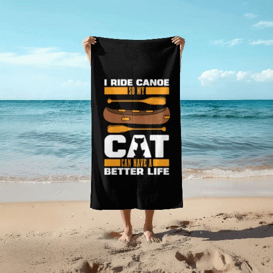 Canoe Canoeing Canoeist Cat Beach Towels