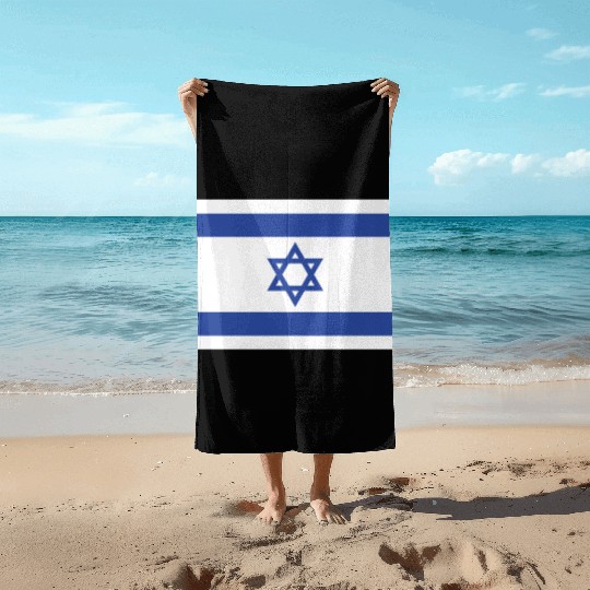 Israeli Flag with Star of David Design Beach Towels