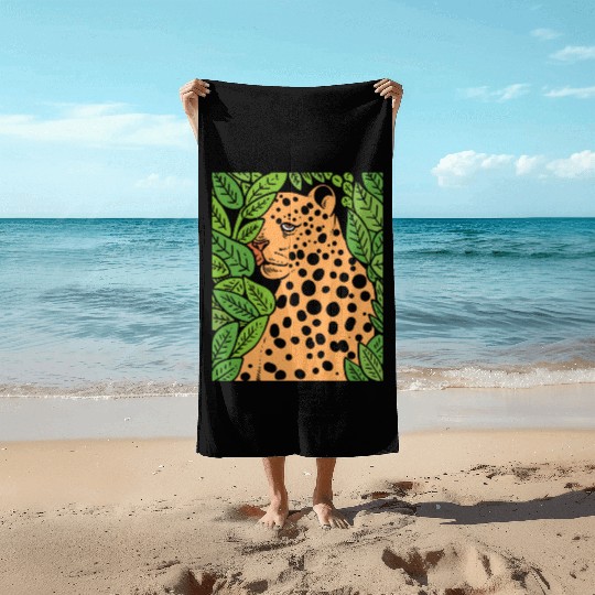 Jaguar in Forest Wildlife Biologist Gift Beach Towels