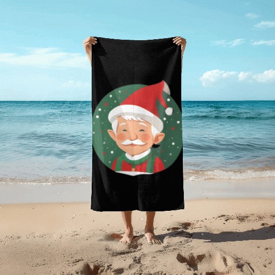 christmas happy elf Beach Towels