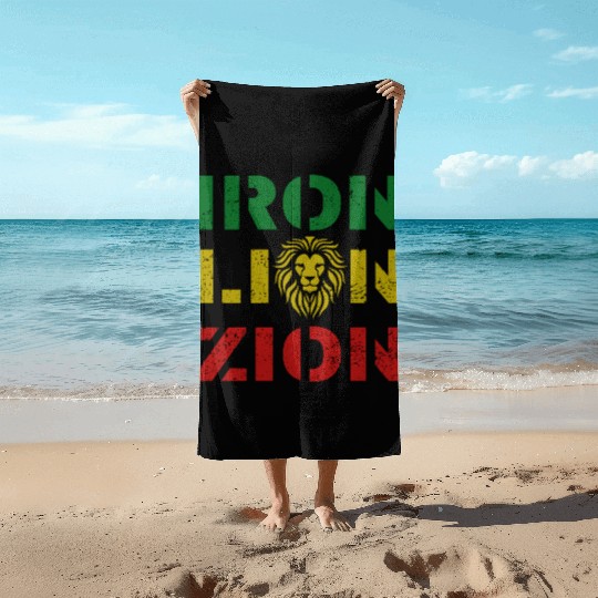 iron lion zion Beach Towels