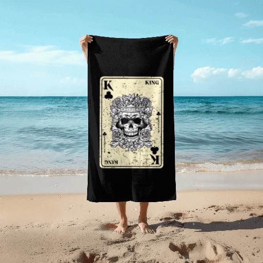 King of Clubs Poker Card Game Gothic Horror Beach Towels