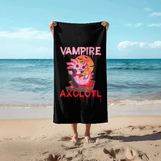 Vampire Axolotl Beach Towels