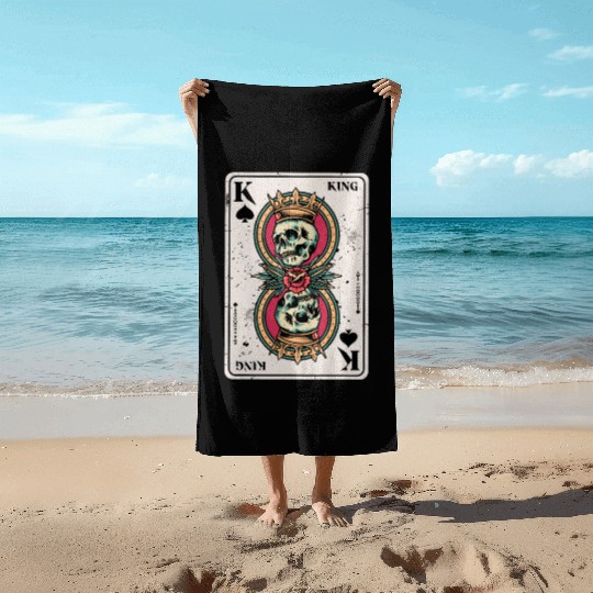 King on Spades Horror Halloween Card Game Creepy Beach Towels