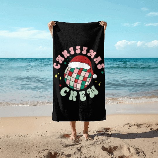 Christmas crew funny unique design Beach Towels