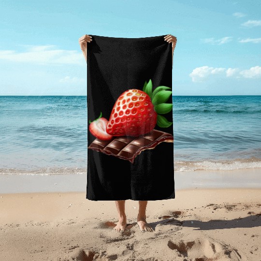 Sweet Temptation: Strawberry Meets Dark Chocolate Beach Towels