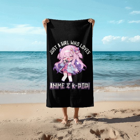 Just a Girl who loves Anime and K-Pop Beach Towels
