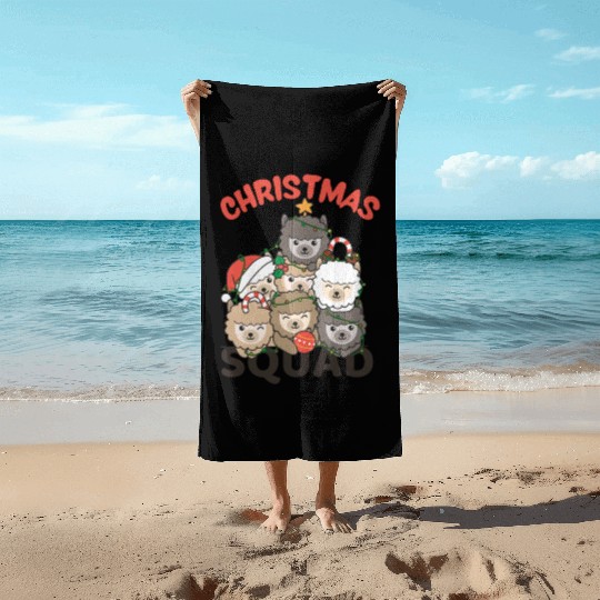 Alpaca Christmas Tree Christmas Squad Alpacas Beach Towels