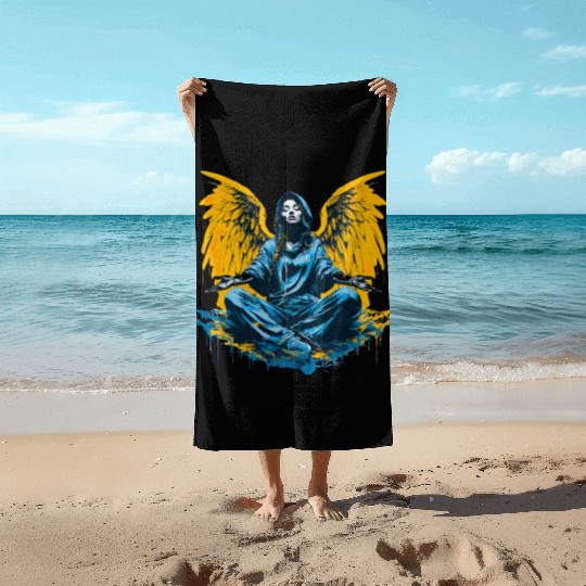 Woman with Angel Wings Angel Esoteric Wings Beach Towels