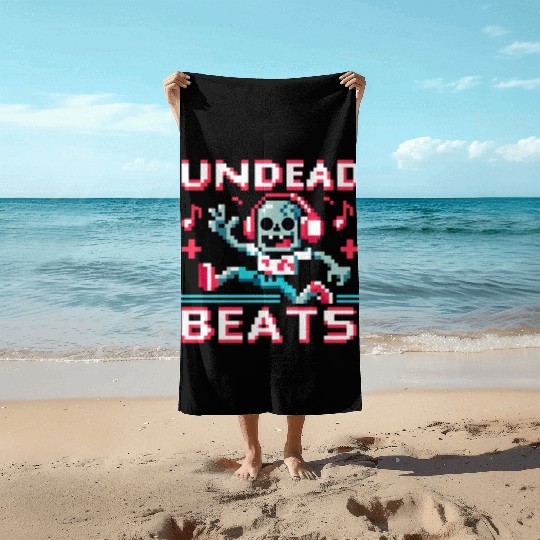 Undead Beats - 8-bit Zombie Groove Beach Towels