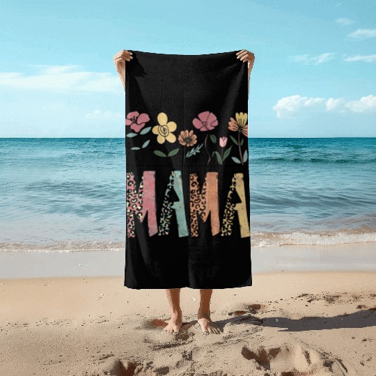 leopard mama Beach Towels