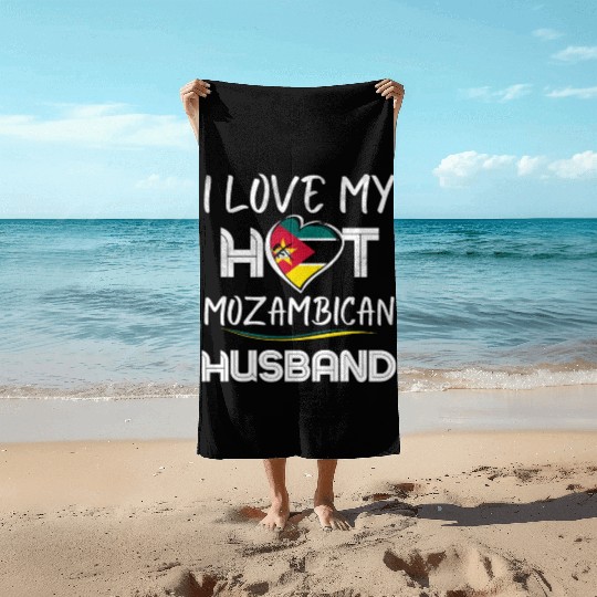 Funny Mozambican Husband Proud Wife Beach Towels