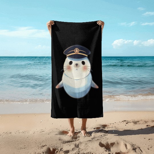 Seal Sailor Cap Boat Captain Cap Boating Seal Beach Towels