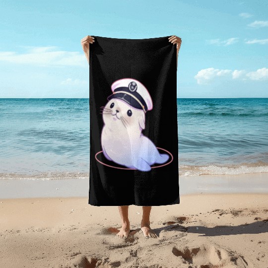 Seal Sailor Cap Boat Captain Cap Boating Seal Beach Towels
