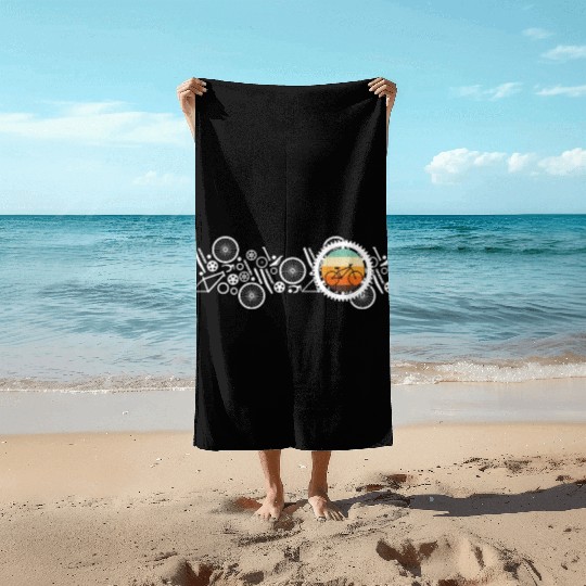 Bicycle Cycling Cyclist Bike Elements Retro Beach Towels