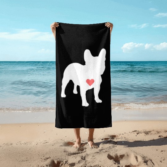 I Heart My Frenchie Beach Towels