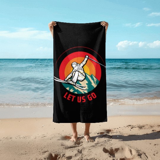 "Winter Wonderland Thrills: Snowboarder's Paradise Beach Towels