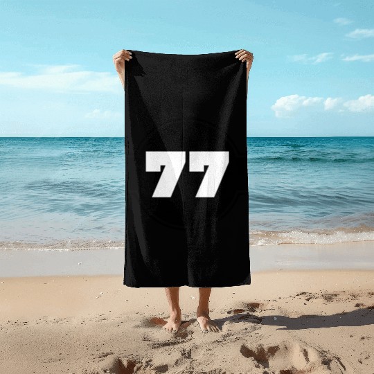 Congratulations 77 Years - Number Seventy-Seven Beach Towels