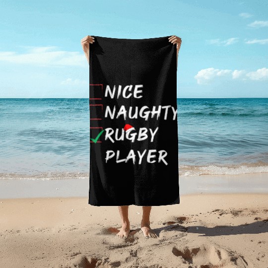 Nice Naughty Rugby Player List , Funny Christmas Beach Towels