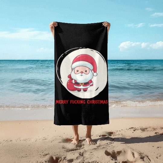 Cute Bad Santa Beach Towels