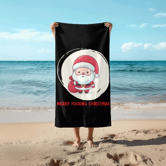 Cute Bad Santa Beach Towels