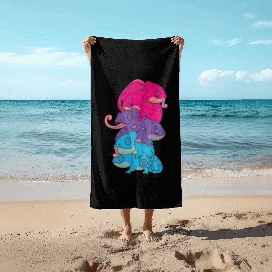 Androgynous Flag Pride Lgbtq Cute Chameleon Beach Towels