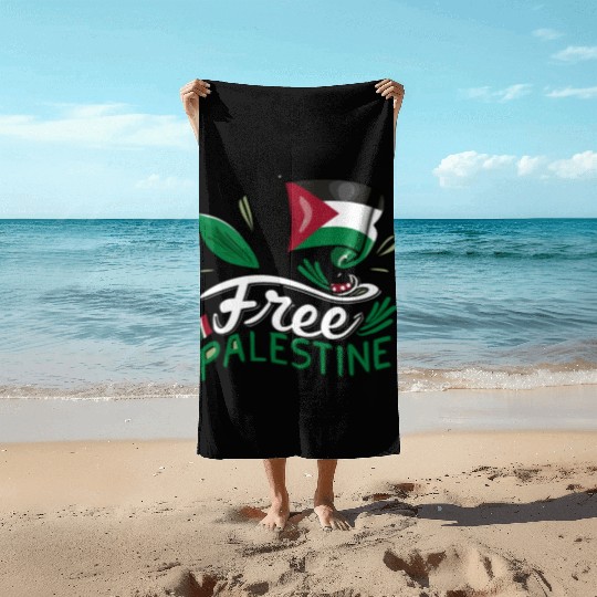 I Love Free Palestine Flag Save Gaza Palestinian Beach Towels