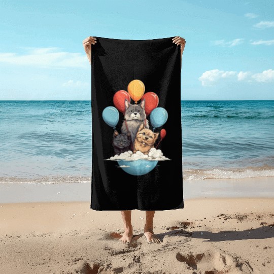 Cats, Dogs & Balloons Beach Towels