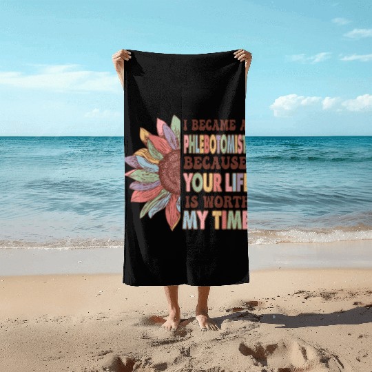 Phlebotomist Rainbow Leopard Print Face Beach Towels