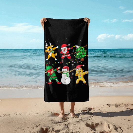 Dabbing Santa Elf Friends Christmas Boys Girls Men Beach Towels
